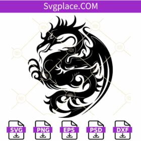 Dragon SVG, Tribal Dragon SVG, Dragon clipart SVG, Cute Dragon SVG