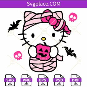Halloween Mummy Hello Kitty SVG, Kitty Mummy SVG, Pink Mummy Hello Kitty Svg
