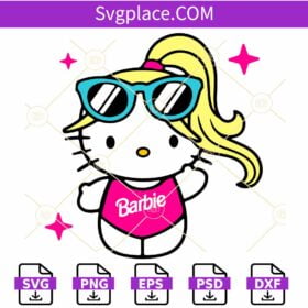 Hello Kitty Barbie SVG file, Barbie Hello Kitty Svg, Barbie Svg, Hello Kitty SVG