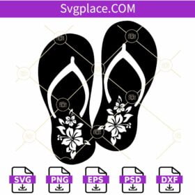 Hibiscus Flip Flops SVG, Tropical Flip Flops Svg, Flip Flops SVG, Summer SVG