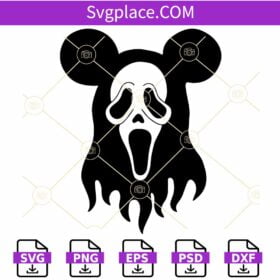 Mickey head ghost face SVG, Scream svg, Horror Movie Svg, Mouse Ears Ghost face Svg