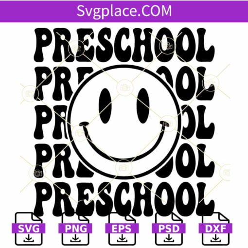 Preschool smiley face SVG, Retro Stacked SVG, Pre-School Svg