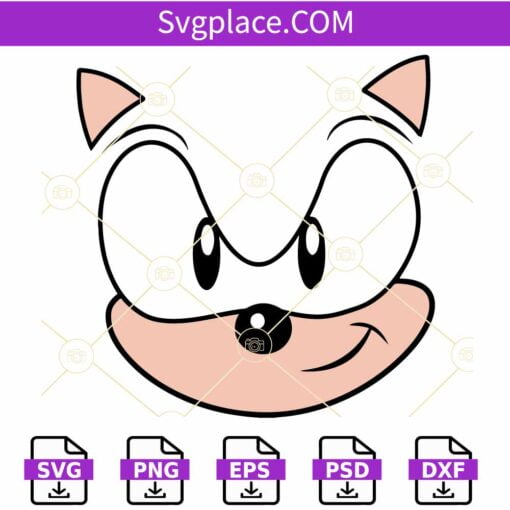 Sonic Face Head SVG, Sonic Hedgehog Svg, Sonic Face Svg, Sonic Head Svg