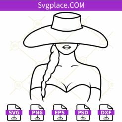 Woman model SVG, model svg, woman with hat outline svg, fashion woman svg
