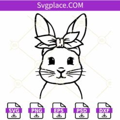 Bunny Bandana SVG, Easter Bunny with bandana SVG, Rabbit with Bandana Svg