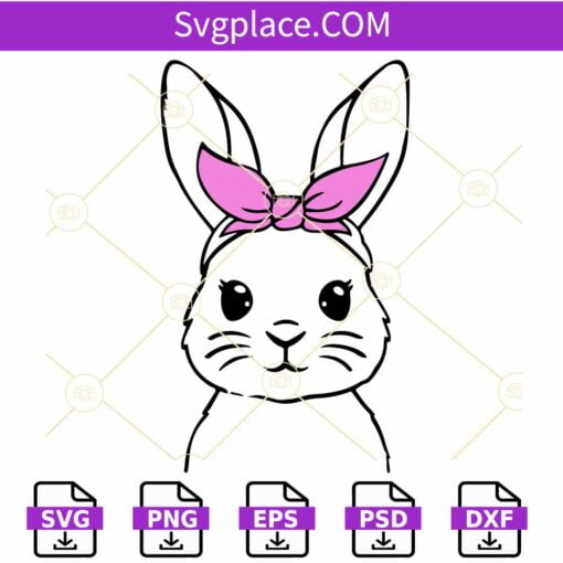 Bunny with bandana SVG, Cute Easter Bunny SVG, Rabbit With Bandana Svg