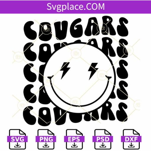Cougars smiley face SVG, Washington State Cougars SVG, NFL Football Team SVG