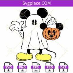 Mickey Ghost Halloween SVG, Mickey Pumpkin Halloween SVG, Mickey Mouse Ghost SVG