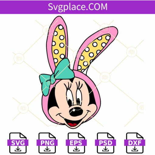 Minnie mouse bunny ears SVG, Easter Bunny Minnie Svg, Disney Easter Svg