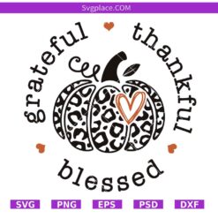Grateful Thankful Blessed Halloween SVG, Halloween pumpkin SVG PNG