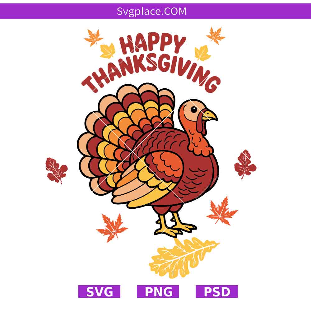 Happy Thanks giving Turkey SVG Happy Thanks giving Turkey SVG, Thanksgiving SVG PNG PSD, Turkey Day SVG, Hello fall svg