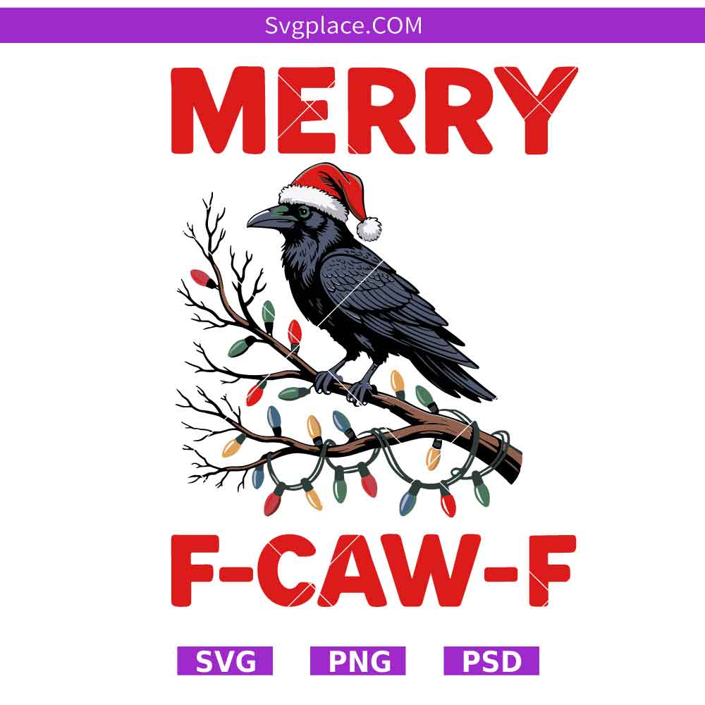 merry f caw f-01 Merry Christmas F-Caw-F Crow svg