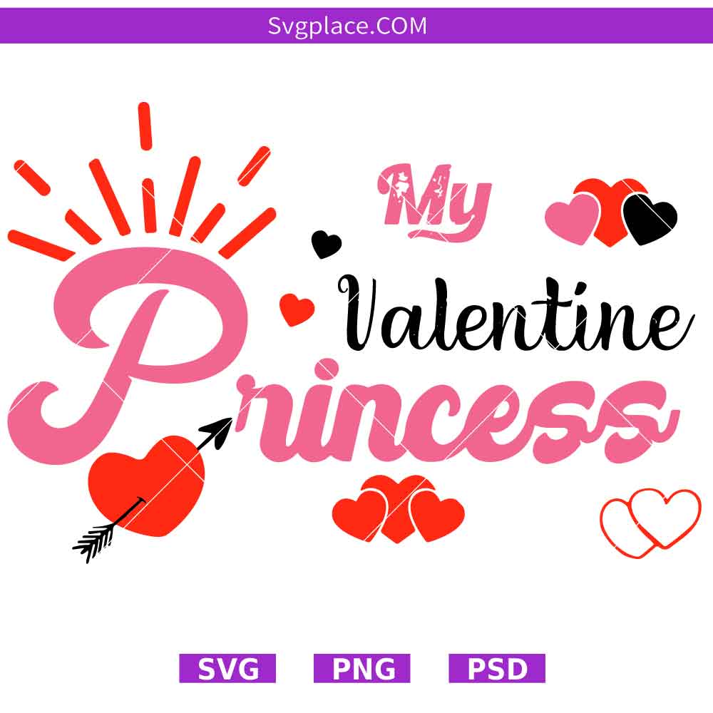 MY VALENTINE PRINCESS-01 My Valentine Princess svg
