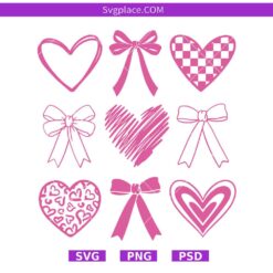 Valentine Heart & Bow Clipart PNG SVG