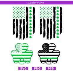St. Patrick's Day USA Flag Svg, Lucky Shamrock American Flag Svg St. Patrick's Day Svg