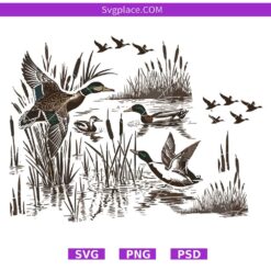 Retro Flying Mallard Duck PNG,