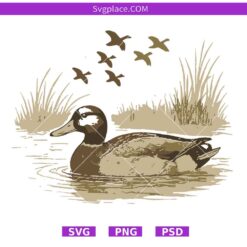 Retro Flying Mallard Duck PNG