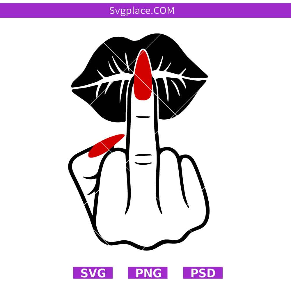 SVG Template-01 Middle Finger Lips Svg