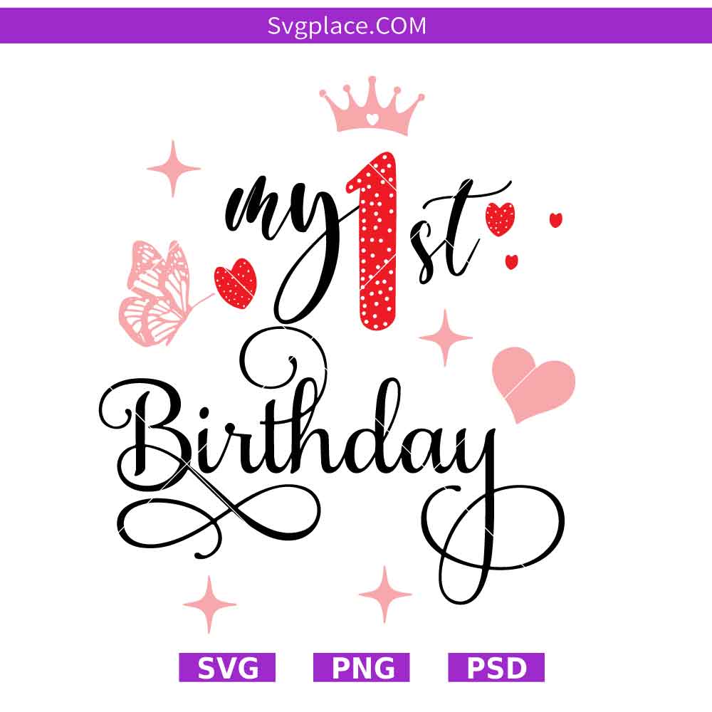 SVG Template-01 My first birthday svg