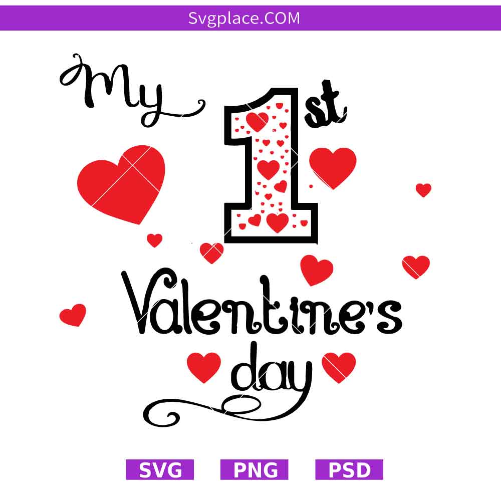 my first valentine day 2-01 My First Valentine's Day svg,