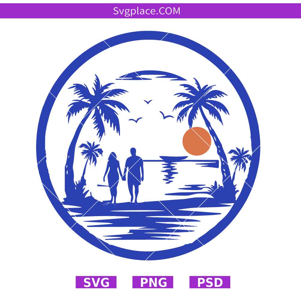 SVG Template-01 Beach Scene Svg