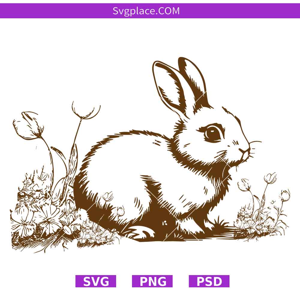 SVG Template-01 Floral Bunny Svg,